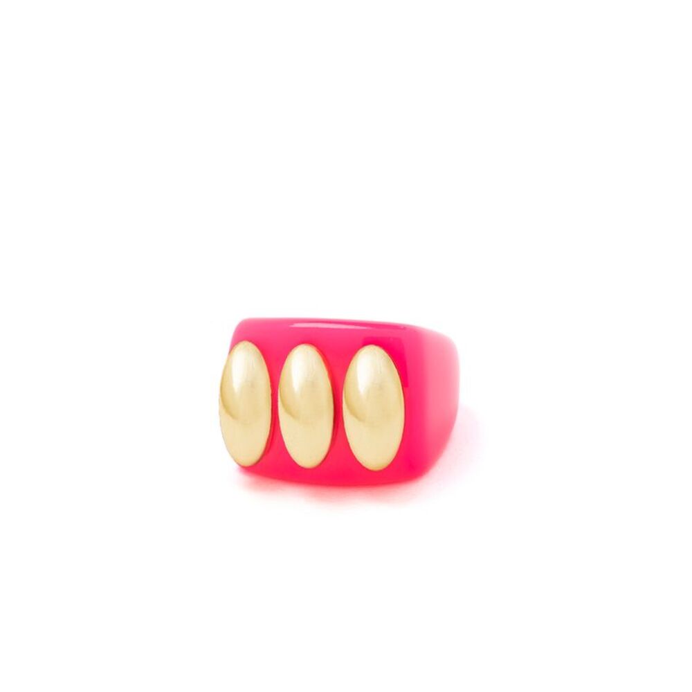 La Manso Women La Manso Woman's Fluopink Knuckle Duster Pink Plastic Ring